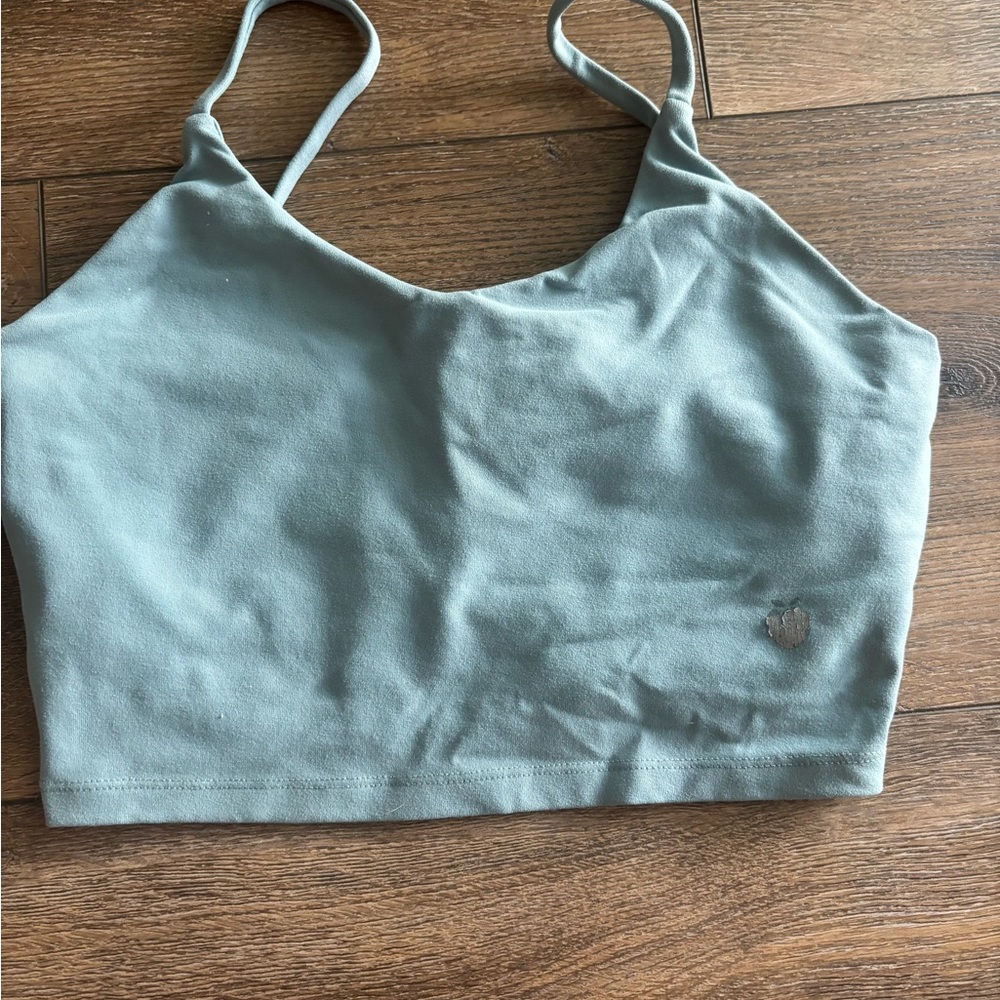 Blue gray crop sports bra
